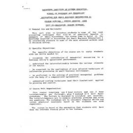 Unit Outline - Accounting for Small Business Enterprises 2 - Spring 1989