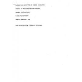 Unit Outline - Accounting 6 (D4002G) - Spring 1989