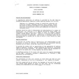 Unit Outline - Auditing (D5001G) - Spring 1989