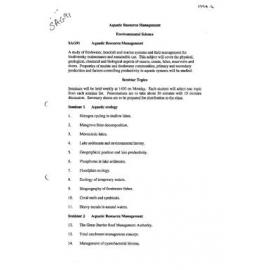 SAGC91 Aquatic Resource Management - Subject Outline - Spring 1994(2)