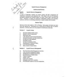 SAGC91 Aquatic Resource Management - Subject Outline - Spring 1995(2)