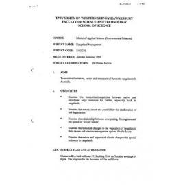 SAGC92 Rangeland Management - Subject Outline - Autumn 1995(2)
