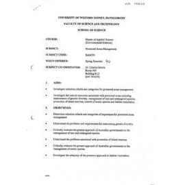 SAGC93 Protected Areas Management - Subject Outline - Spring 1994(2)