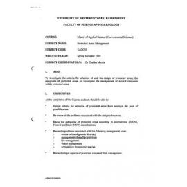 SAGC93 Protected Areas Management - Subject Outline - Spring 1995(2)