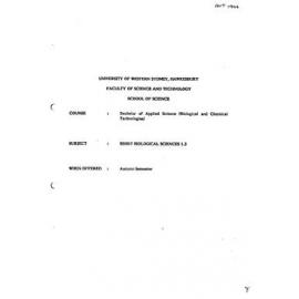 SBIB17 Biological Sciences 1.3 - Subject Outline - Autumn 1994(2)