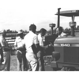 Leasing of John Deere 1640 & 2140 tractors to the College (07 of 12) - John Paterson (2nd from left), Chris Vaughan-Roberts (centre) [Hawkesbury Agricultural College (HAC)]
