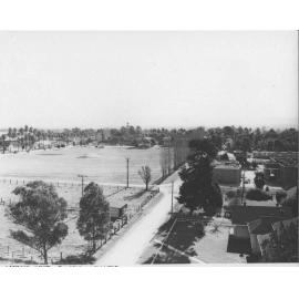 View from the Harvestore looking West towards the oval with the Dairy Factory to the right [Hawkesbury Agricultural College (HAC)]
