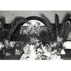 Diploma Day, 1968 - Dining Hall (print 4 of 5) - Table decorated ready for lunch [Hawkesbury Agricultural College (HAC)]