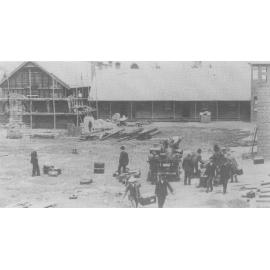 Main Administration Building - Under construction, teachers arriving [Hawkesbury Agricultural College (HAC)]