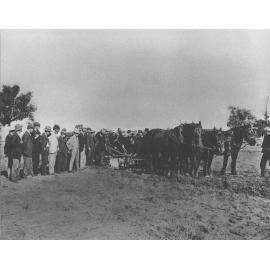 Winter School for Farmers, 1907 - Demonstration of ploughing with a four-horse team [Hawkesbury Agricultural College (HAC)]