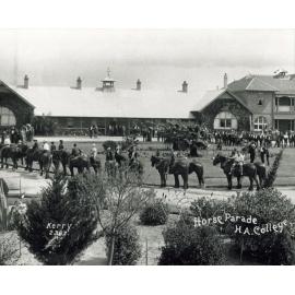 Horse parade in front of the Main Building on the Fairy Circle [Hawkesbury Agricultural College (HAC)]