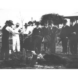Lord Jersey (Governor of NSW) planting an oak tree in the front grounds of the College [Hawkesbury Agricultural College (HAC)]