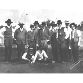 Youth Camp School - Staff (tents in the background) [Hawkesbury Agricultural College (HAC)]