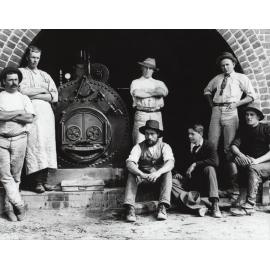 Dairy Factory (interior): Students sitting in front of boiler (Print 2 of 2) [Hawkesbury Agricultural College (HAC)]