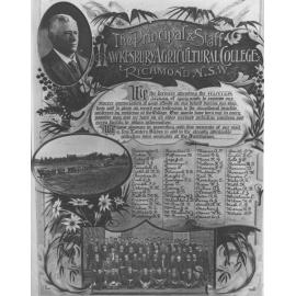 Winter School for Farmers, 1909 - photograph of illuminated address presented by participants [Hawkesbury Agricultural College (HAC)]