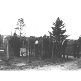 Winter School for Farmers, June 1916 - student farmers watching a demonstration in the vineyard [Hawkesbury Agricultural College (HAC)]