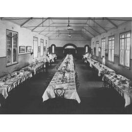 Dining Hall (interior) - tables set and attendants ready (no diners) [Hawkesbury Agricultural College (HAC)]