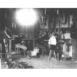 Saddlery Shop (interior) - Students at work [Hawkesbury Agricultural College (HAC)]