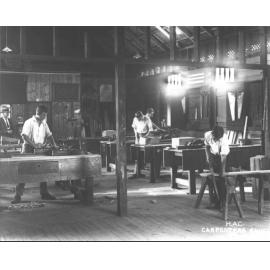 Carpenter's Shop (interior) - Students working at benches [Hawkesbury Agricultural College (HAC)]