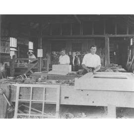 Carpenter's Shop (interior) - Students working at benches [Hawkesbury Agricultural College (HAC)]
