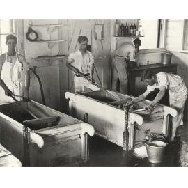 Dairy Factory (interior): Students making cheese (Print 1 of 2) - Uncropped [Hawkesbury Agricultural College (HAC)]