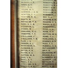 Roll of Honour - Memorial Hall - Close up of some of the names on the roll (print 2 of 2) [Hawkesbury Agricultural College (HAC)]