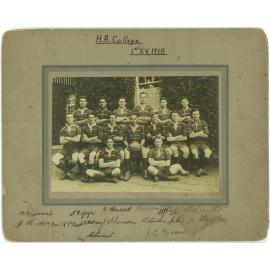 Football (Rugby Union) team - 1st XV, 1918 [Hawkesbury Agricultural College (HAC)]