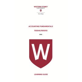 Learning Guide - Accounting Fundamentals (700046 / 900010) - Term 3 2020