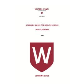 Learning Guide - Academic Skills for Health Science (700225 / 900099) - Term 3 2020