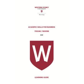 Learning Guide - Academic Skills for Business (700248 / 900098) - Term 3 2020