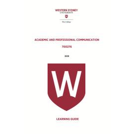 Learning Guide - Academic and Professional Communication (700276) - Term 3 2020
