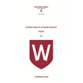 Learning Guide -  Foundations of Academic English (700291) - Term 3 2020
