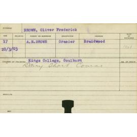 BROWN, Oliver Frederick (Short Course - Dairy)