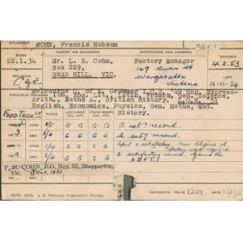 COHN, Francis Hobson (Hawkesbury Diploma in Food Technology (HDFT))