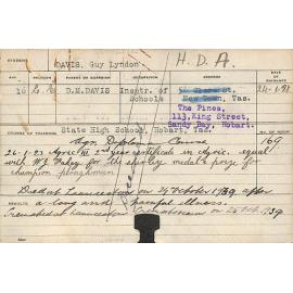 DAVIS, Guy Lyndon (Hawkesbury Diploma of Agriculture (HDA))