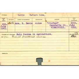 DAVIS, Robert John (Hawkesbury Diploma of Agriculture (HDA))