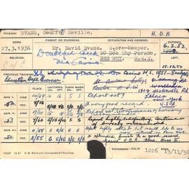 EVANS, Geoffrey Neville (Hawkesbury Diploma of Agriculture (HDA) (Honours Class II))