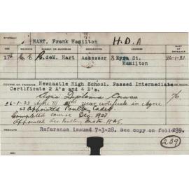 HART, Frank Hamilton (Hawkesbury Diploma of Agriculture (HDA))