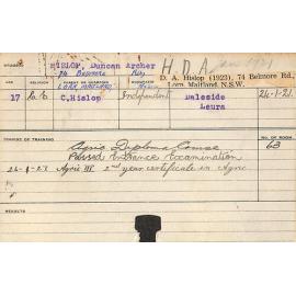 HISLOP, Duncan Archer (Hawkesbury Diploma of Agriculture (HDA))