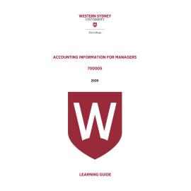 Learning Guide - Accounting Information for Managers (700005) - The College Term 1 (T1) 2020