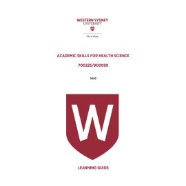 Learning Guide - Academic Skills for Health Science (700225 - 900099) - The College Term 1 (T1) 2020