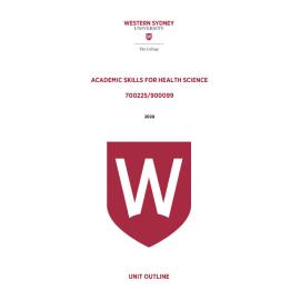 Learning Guide - Academic Skills for Health Science (700225 - 900099) - The College Term 1 (T1) 2020