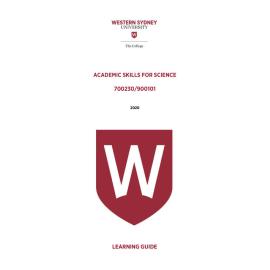 Learning Guide - Academic Skills for Science (700230) - The College Term 1 (T1) 2020