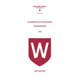 Learning Guide - Academic Skills for Science (700230 - 900101) - The College Term 1 (T1) 2020