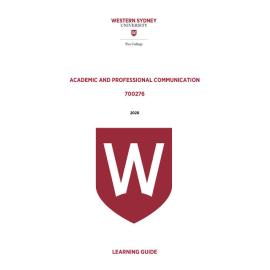 Learning Guide - Academic and Professional Communication (700276) - The College Term 1 (T1) 2020