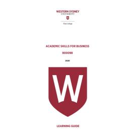 Learning Guide - Academic Skills for Business (900098) - The College Term 1 (T1) 2020