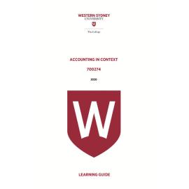 Learning Guide - Accounting in Context (700274) - The College Term 2 (T2) 2020
