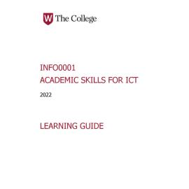 Learning Guide - Academic Skills for ICT  (INFO0001) - The College Term 1 (T1) 2022