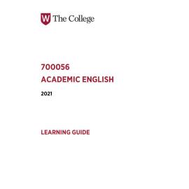 Learning Guide - Academic English (700056) - 2021 Quarter 2 V2.0