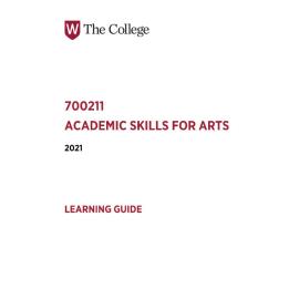 Learning Guide - Academic Skills for Arts (700211) - 2021 Quarter 2 V1.0